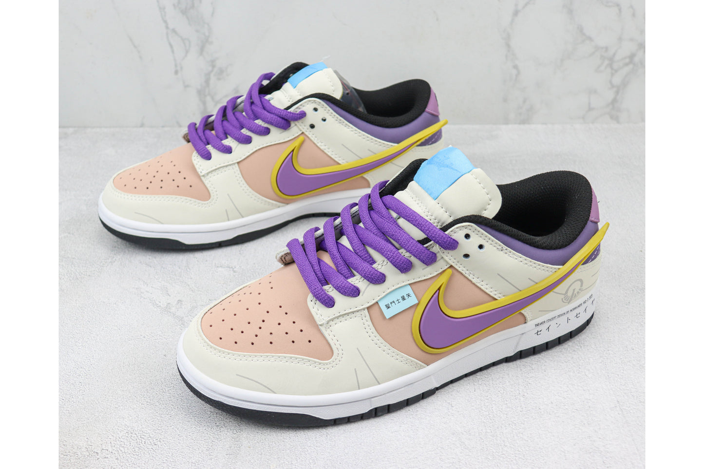 Nike SB Dunk Low Off White Purple Yellow Black