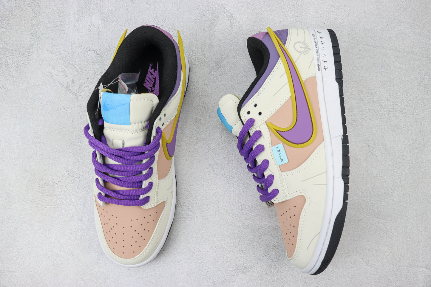Nike SB Dunk Low Off White Purple Yellow Black