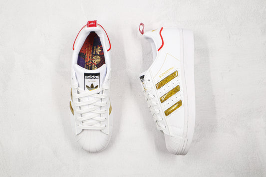 Originals Superstars'White Red Laceless Dourado